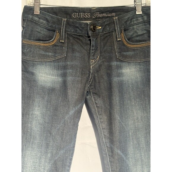 GUESS  Vintage Flare Jeans Women's Size 27/4 Dark Denim Low Rise Retro Y2K - Picture 3 of 11